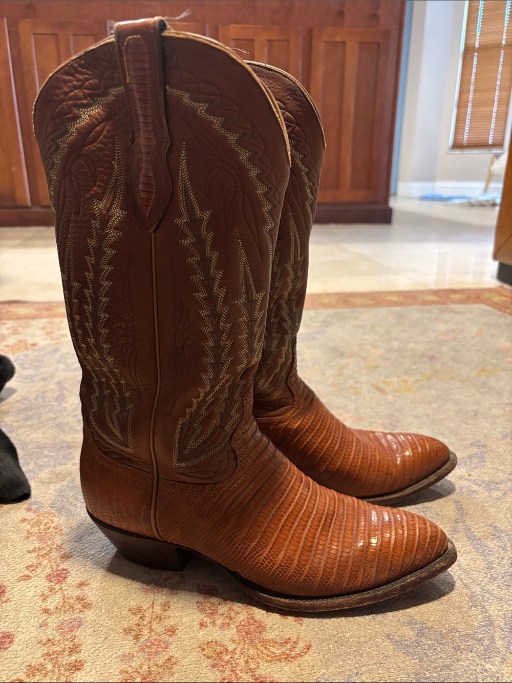 Vintage Larry Mahan Lizard Cowboy Boots 8.5M Brown El Paso USA